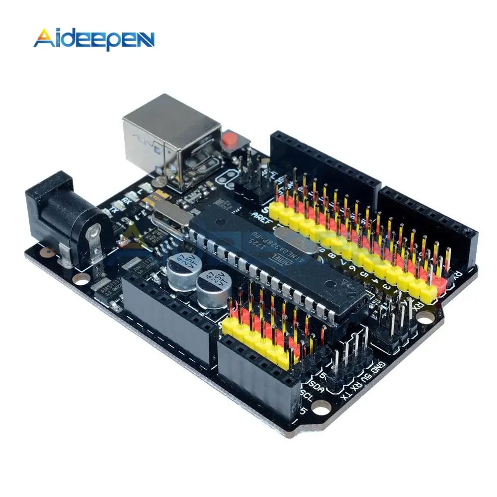 Для Arduino UNO R3 плюс датчик ввода/вывода щит Atmega328P Atmega16U2 расширение Многофункциональный микроконтроллер макетная плата