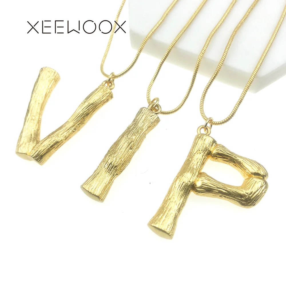 

Letter Branch Texture 14k Yellow Gold Pendant Necklace XEEWOOX Jewelry Fashion Week Designer Creative Gift