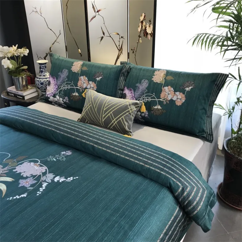 Clearance Chinese Wind Animal Egyptian Cotton Royal Gongsatin Craft Extra Large Bedding, Down Quilt, Bed Sheet, Pillow Cover, 4pcs 23