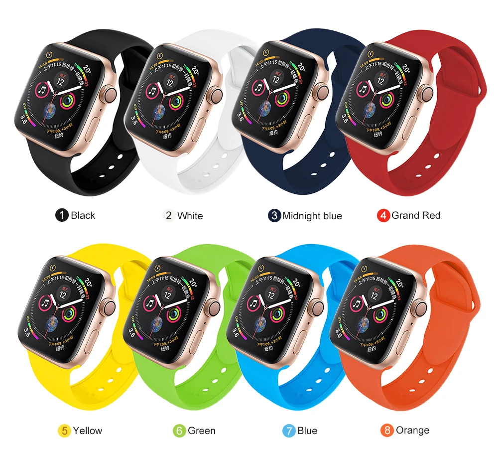 Мягкий силиконовый сменный спортивный ремешок для Apple Watch версии 4, 3, 2, 1, 42 мм, 38 мм, браслет на запястье, ремешок для iWatch 4, 40 мм, 44 мм, спортивный