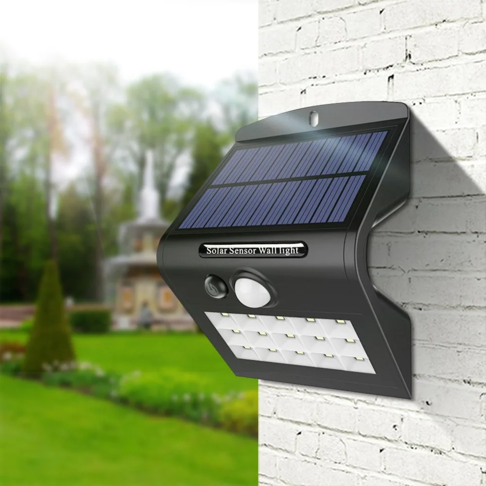 

Outdoor Waterproof LED Solar lamp Rechargeable 18650 Battery Motion Sensor control Solar led Wall Light For Garden Night light