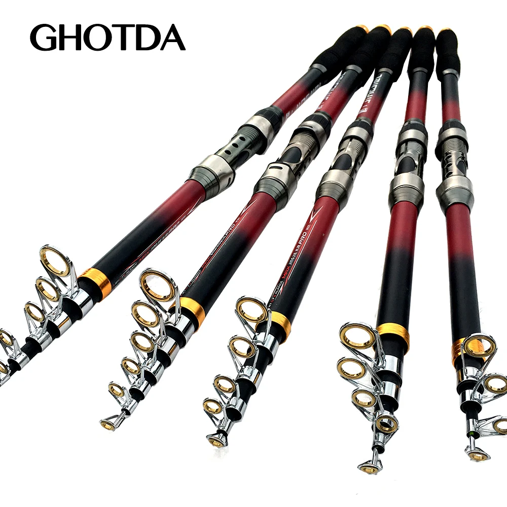 GHOTDA супер жесткая телескопическая удочка 99% углеродное волокно 2,1-3,6 м для морской рыбалки