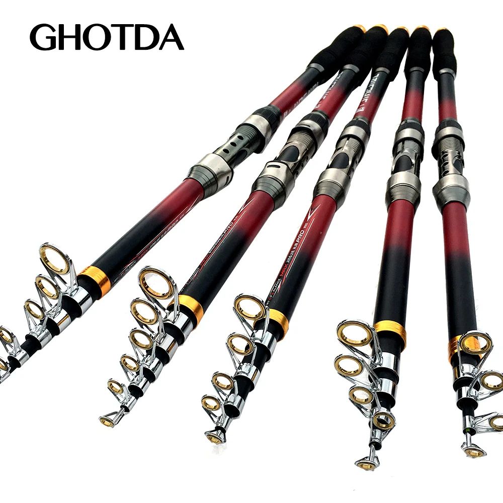 GHOTDA سوبر الصلب تلسكوبي الصيد قضيب 99% ألياف الكربون 2.1-3.6 متر للصيد البحري