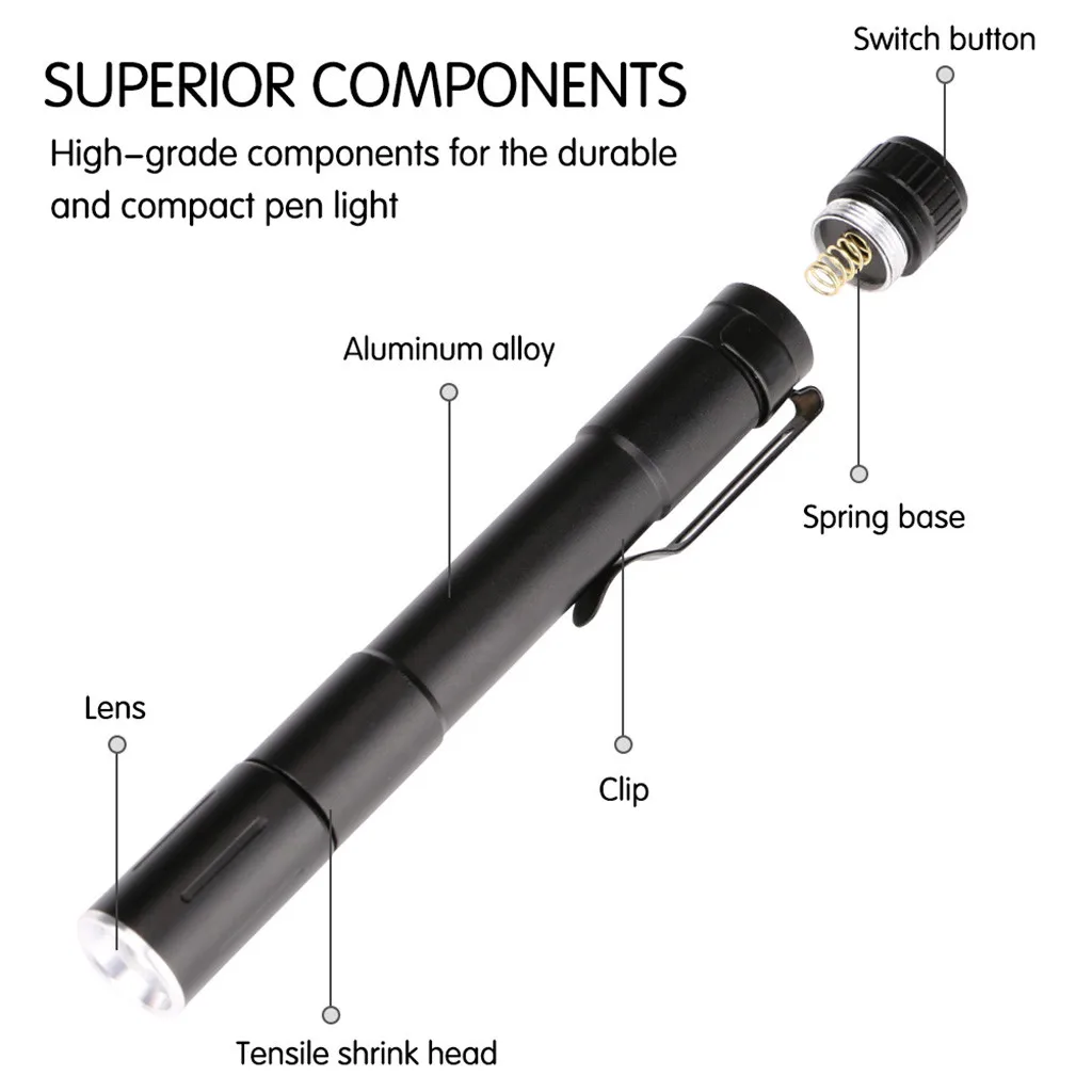 Q5 LED Mini Flashlight Clip Torch Pen Light Lamp Small Pocket Waterproof Lantern Led For Camping Hiking AAA Battery | Лампы и