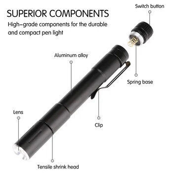 

Q5 LED Mini Flashlight Clip Mini Torch Pen Light Lamp Small Pocket Light Waterproof Lantern Led For Camping Hiking AAA Battery
