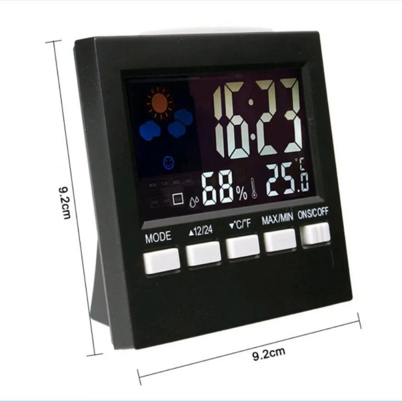 

Digital Weather Forecast Station Alarm Clock LCD Screen Temperature Humidity Backlight Monitor Snooze Clocks