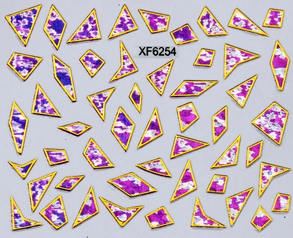 

Purple Waterproof 3D nail Art Stickers Water Transfer DIY Irregular design Nail Tips Accessory Decoration Tool XF6254B