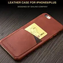 Для iPhone 6 6S случае qialino натуральной телячьей кожи чехол для iPhone 6/6S вставить карту на задняя крышка для iphone 6/6s Plus