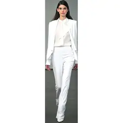 Новые белые Для женщин Бизнес вечерние Брючные костюмы для женщин Slim Fit женских брюк Костюмы Блейзер пользовательские заказ Новый 100%