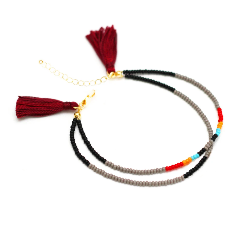 Beaded African charm Bracelet Multi Strand Friendship Bracelet for