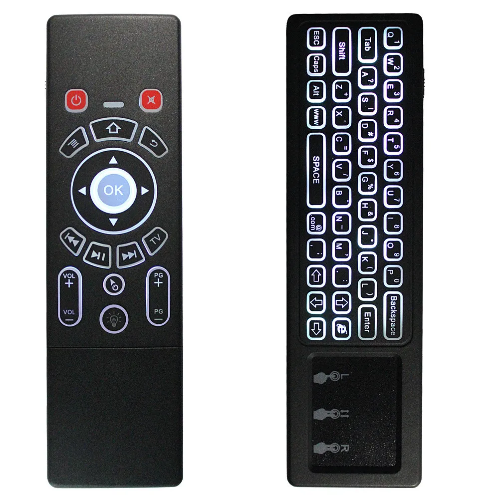63 клавиши мини клавиатура 2 4 ГГц Беспроводная Fly Air Mouse QWERTY с подсветкой