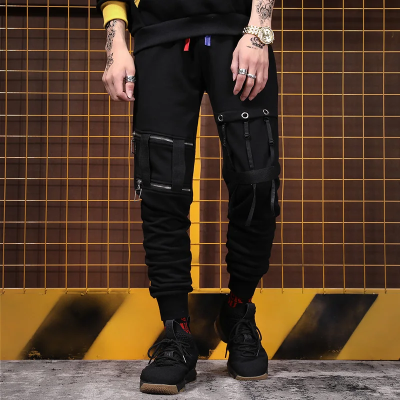 Hip hop original tide brand men's leg pants hiphop circle zipper back