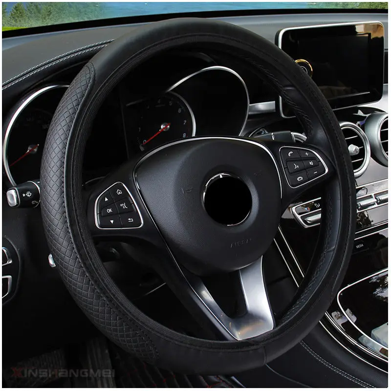 auto Car Steering wheel Cover for Kia Forte Ceed Stonic Stinger Rio Picanto Niro Soulster No3 Sorento Sedona Rondo - Название цвета: black