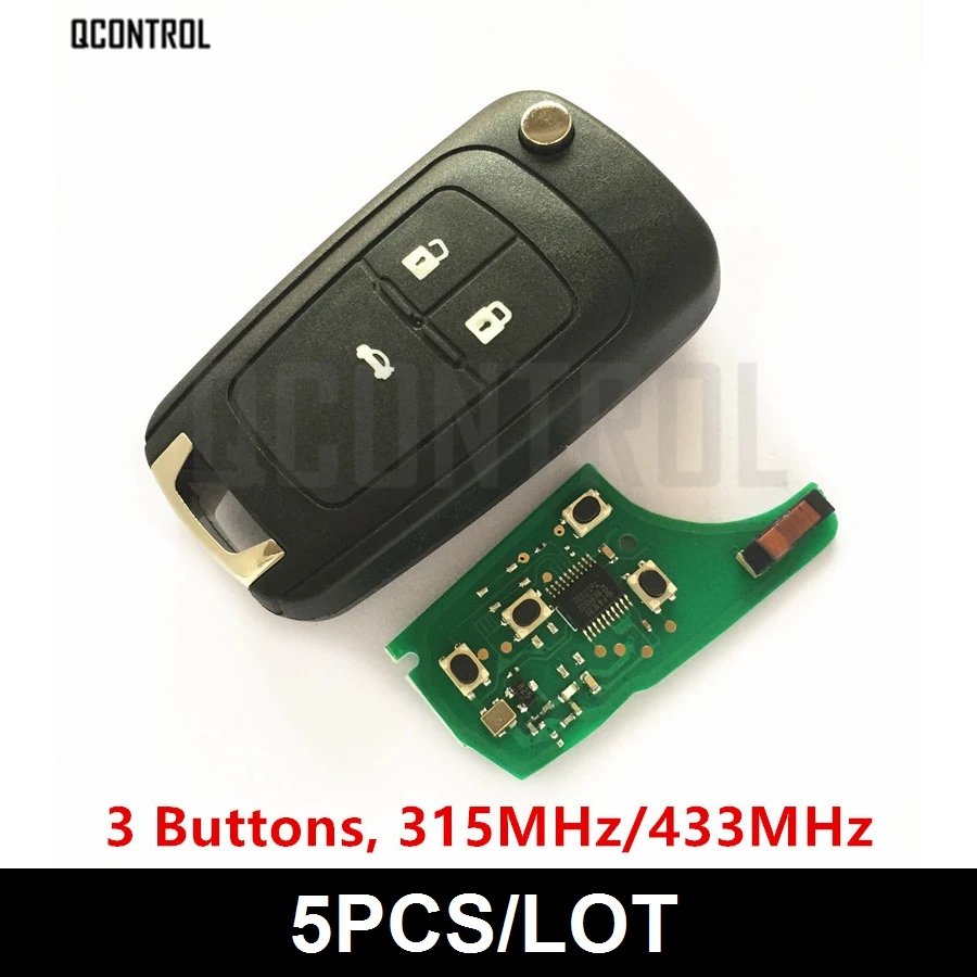 

QCONTROL Car Remote Key Suit for Chevrolet Malibu Cruze Aveo Spark Sail 3 Buttons 315/433 MHz Fob