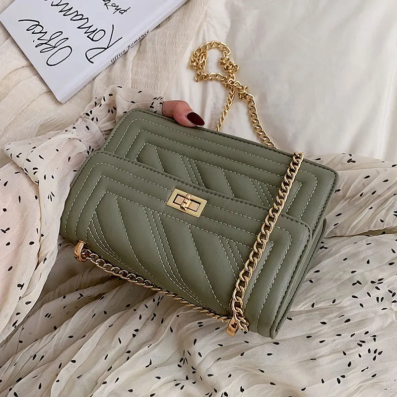 

Korean Version of Occidental Chain Small Square Baggage Fashion Baituan Inclined Embroidery Line Single Shoulder Bag