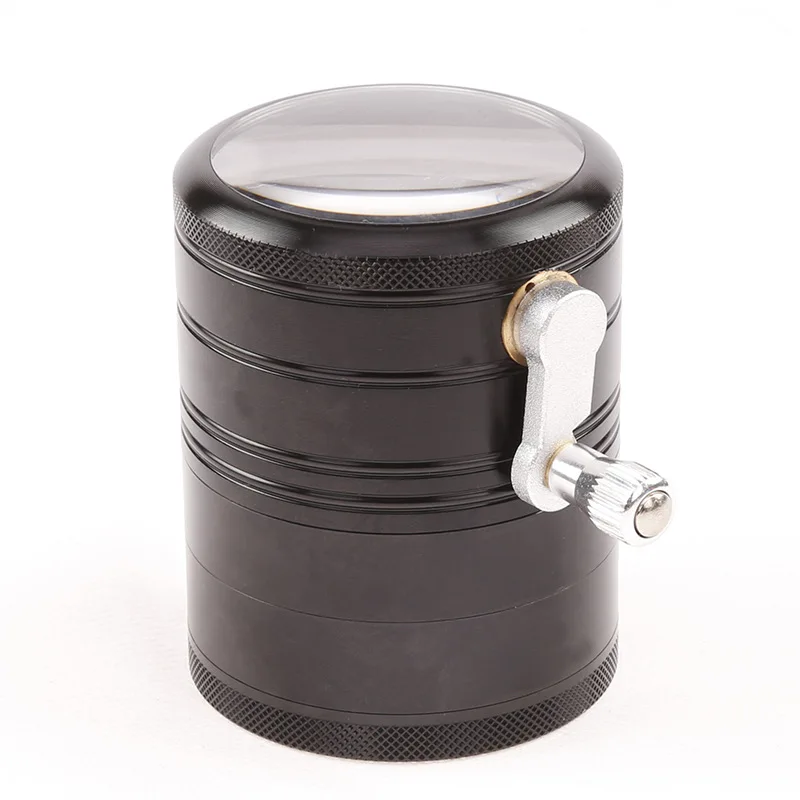 

High Quality Four Layer Aluminum Alloy Hand-grinding Diameter 6.3 Cm Side Rocker Grinder for Tobacco Herb Cigarette