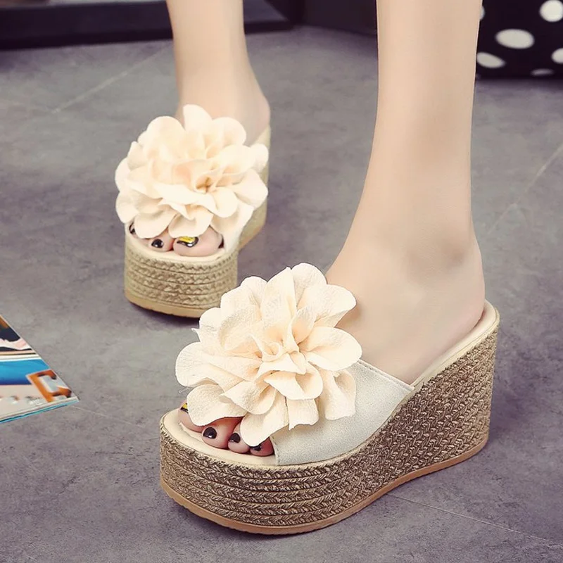 Г., летняя обувь женские шлепанцы обувь на платформе с цветами Женская пляжная обувь женские шлепанцы, chaussures femme Zapatos mujer, 6397