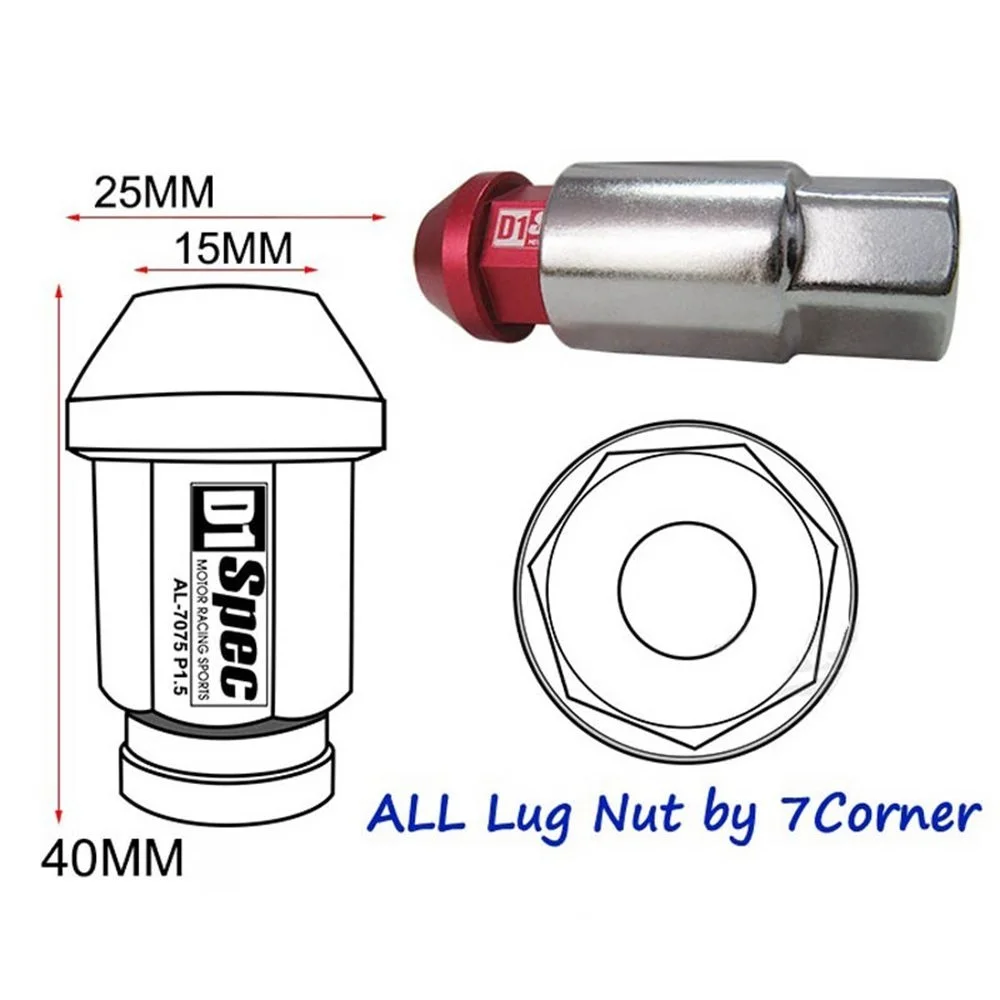 D1 спец Авто колеса гайки замок красный M12xP1.5 20 шт с одним замком для HONDA TOYOTA Lexus, mitsubishi TK-NU670-1.5
