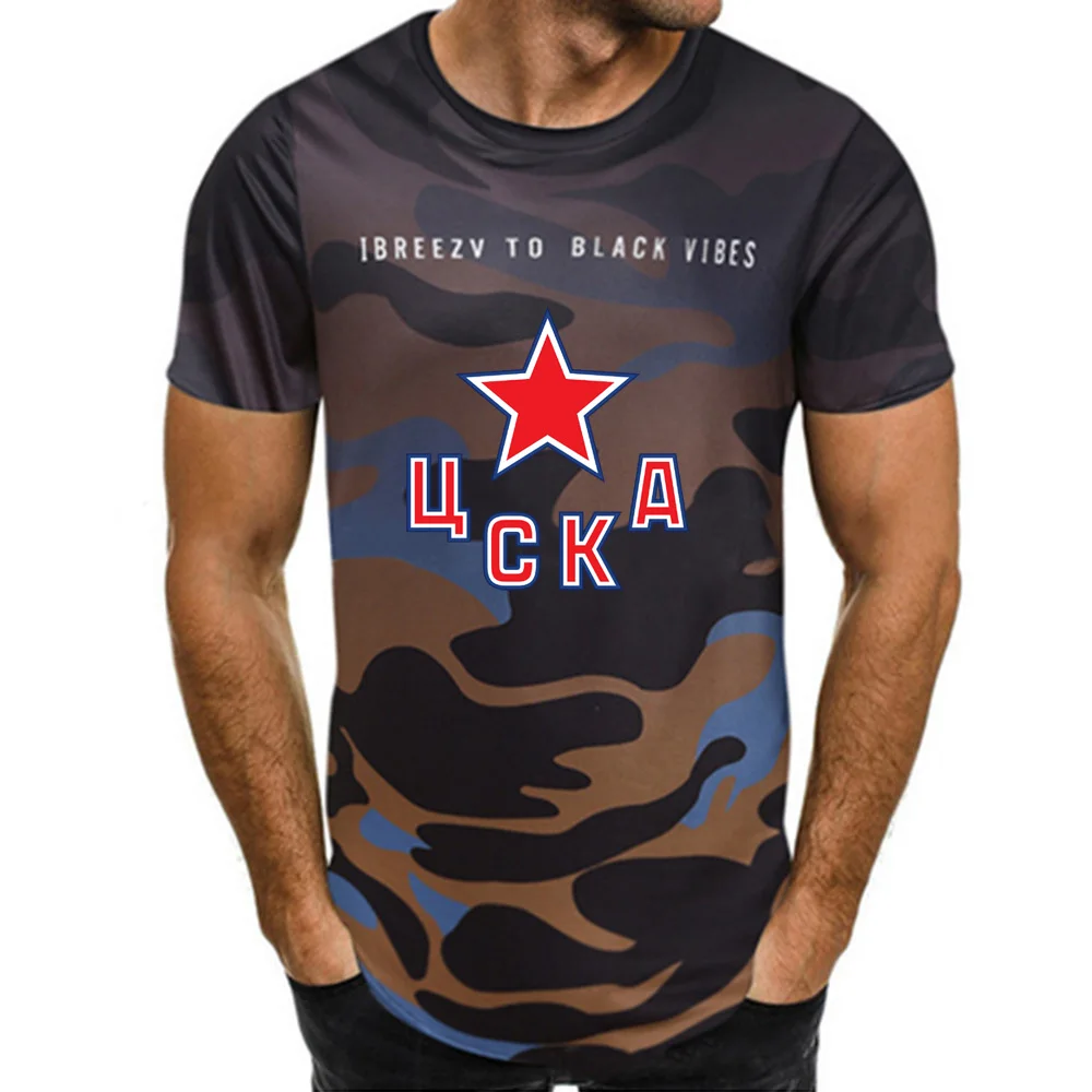 2019 Summer Man's cska champions T Shirts Camouflage O-neck Fashion Printed Hip-Hop Tee Camisetas Men Clothing Casual Top 2019 Summer Man's cska champions T Shirts Camouflage O-neck Fashion Printed Hip-Hop Tee Camisetas Men Clothing Casual Top