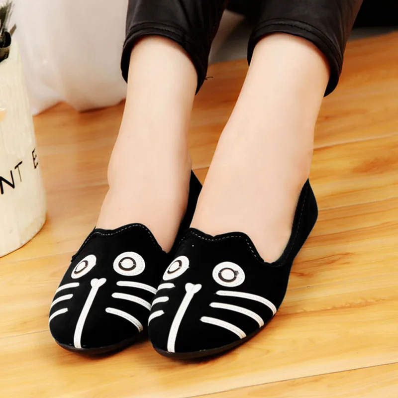 Women Brand Shoes Dog Cat Flat Shoes Personality Womens Women Brand Shoes Dog Cat Flat Shoes Personality Womens