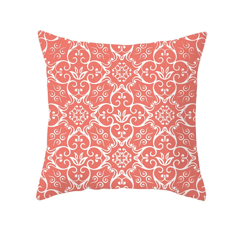 Lychee Coral Series Printed Pattern Pillow Cases Colorful Polyester Peachskin 45x45cm Pillow Cases For Bedroom Home Office - Color: 39