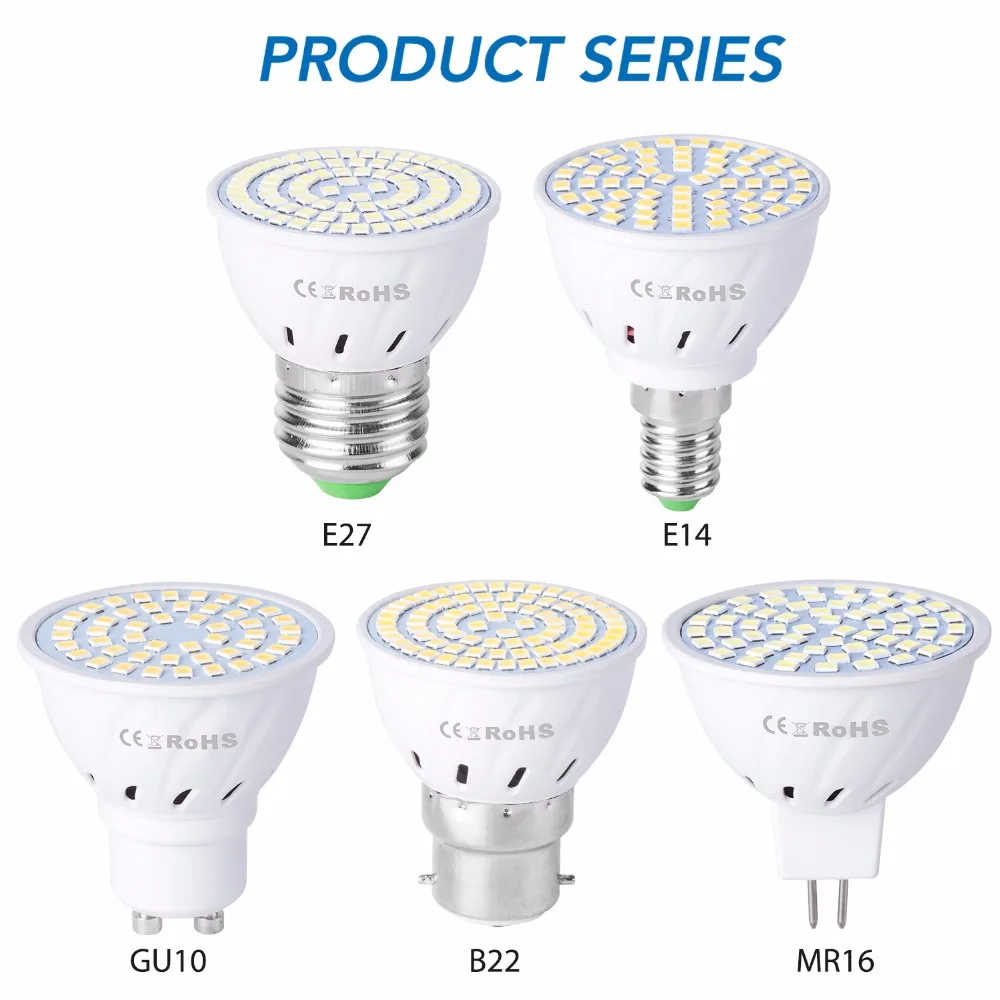 5PCS GU10 LED 220V Spot Light MR16 LED Lamp E27 LED 240V SMD 2835 E14 Corn Light B22 Chandelier 4W 6W 8W Led Lamp - AliExpress