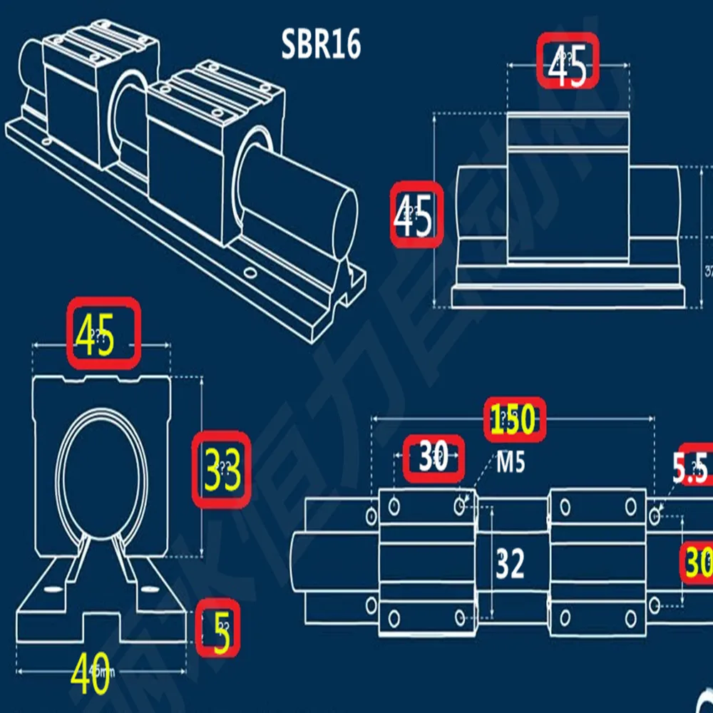 2 шт. SBR16/SBR20-L линейной направляющей и 4 шт. SBR16UU/SBR20UU линейный подшипник блоки для ЧПУ части