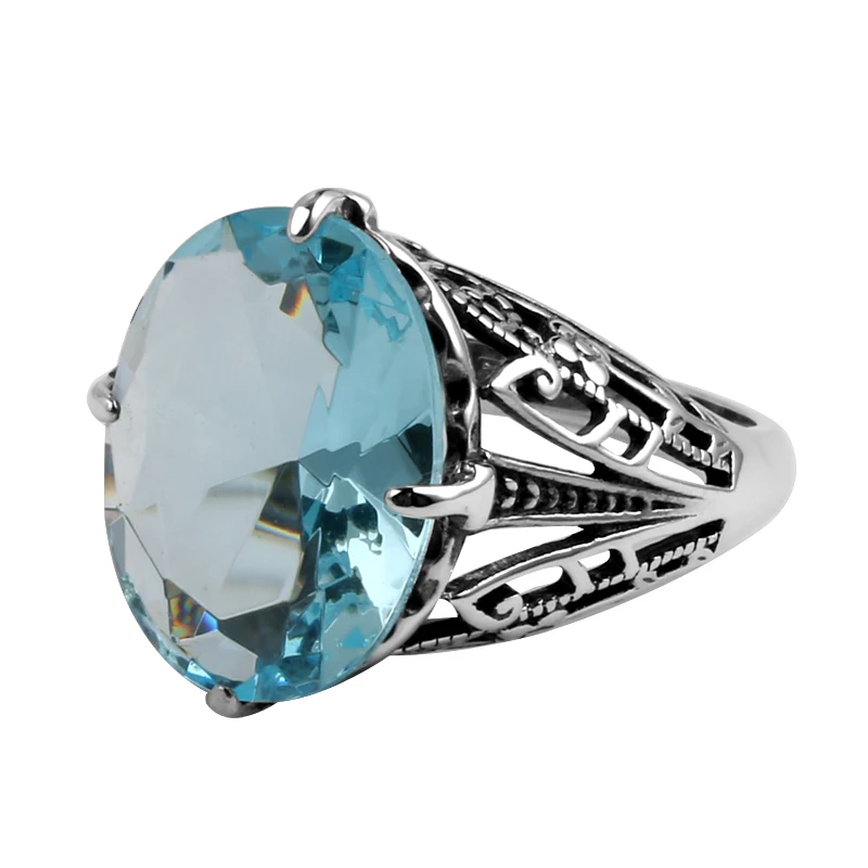 Szjinao Factory Sales Fashion SilverAntique Jewelry Wholesale Cocktail Ring Vintage Rhinestone Women 925 Sterling Silver Ring
