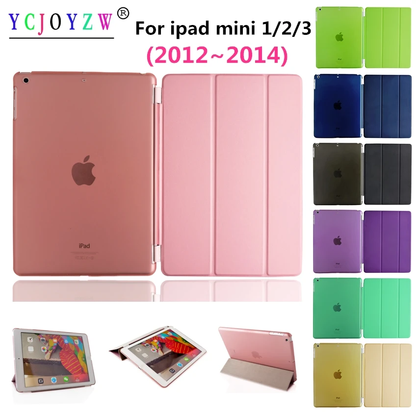 

Case For Apple iPad mini 3/2/1 ,YCJOYZW-PU Leather Slim Magnetic Front Smart Cover Skin+Hard PC Back Wake up sleep mini 123 case