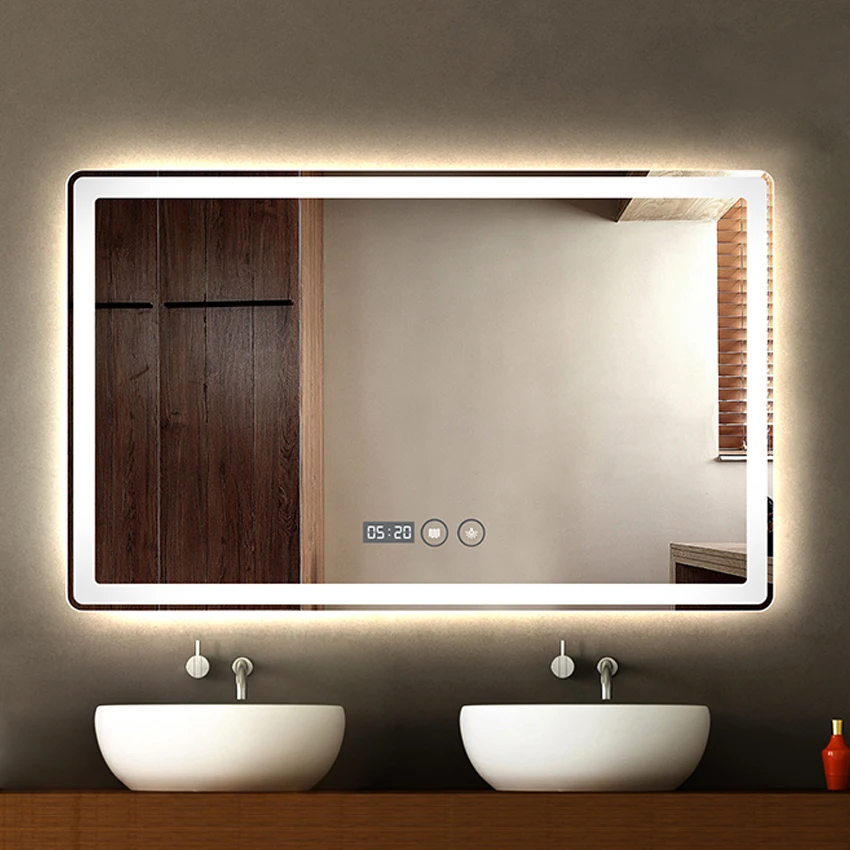 CTL305 الحائط مرآة حمام ليد الحديثة ذكي HD حمام مكافحة الضباب مرآة واقية من الانفجار 60*80 سنتيمتر 110 V/220 V 4.8 الوزن/متر 5 مللي متر