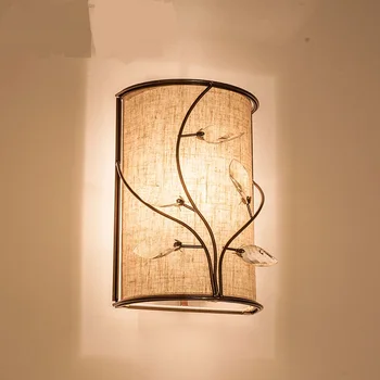 

Cafe light Corner lighting American Iron+cloth Wall Lamps Retro Crystal Pastoral Living Room Bedroom Wall Lights ZA