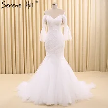 Mermaid Half Sleeves Tulle Fashion Wedding Dresses Real Photo Elegant Simple Sexy Bridal Gowns Robe De Mariee 2017