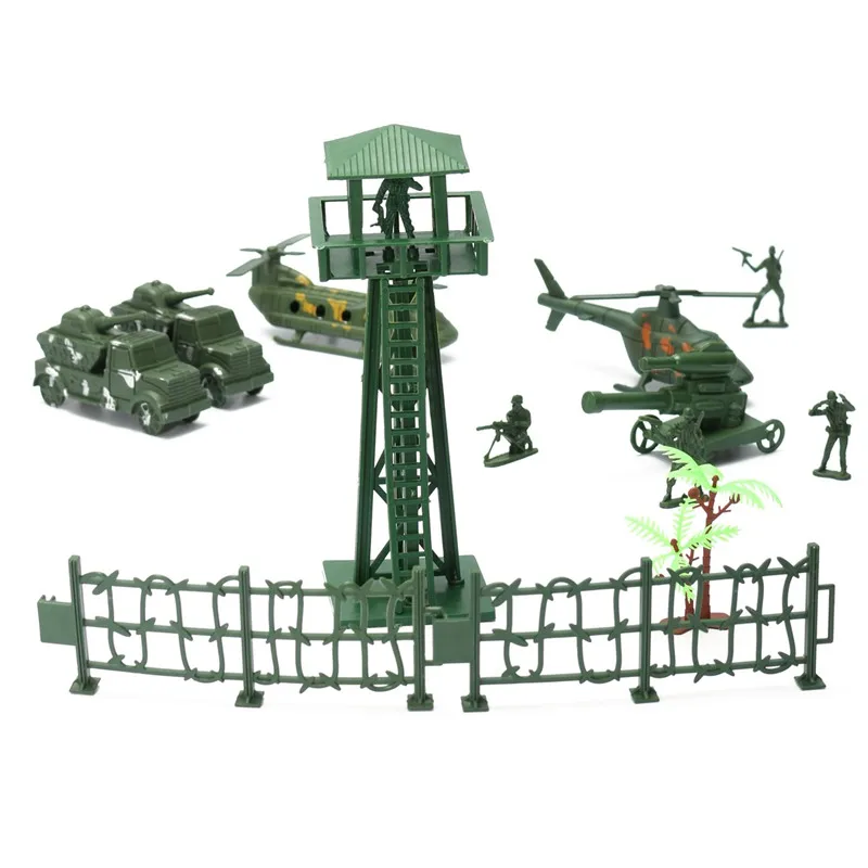 New Watchtower Military Fence Tree Soldier Playset font b Toy b font Army Men Accessory For