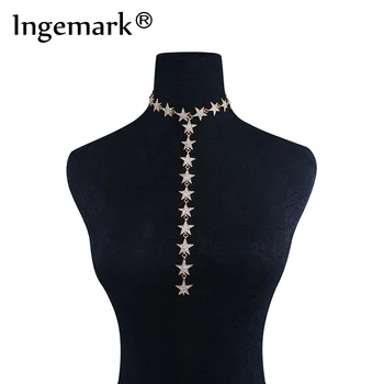 

Ingemark Fashion Crystal Stars Pendant Choker Necklace Accessories Sweet Shiny Long Chain Necklace New Year Sweater Neck Jewelry