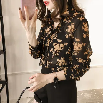 

Workwear Office Button Up Blouse Women Shirt Top Long Sleeve Floral Blouse Womens Tops and Blouses
