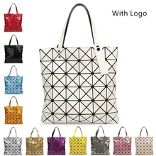 With Logo New Women BAOBAO Bag Geometry Package Sequins Mirror Saser Plain Folding Handbags Fashion Ladies Shoulder Bags 6*6