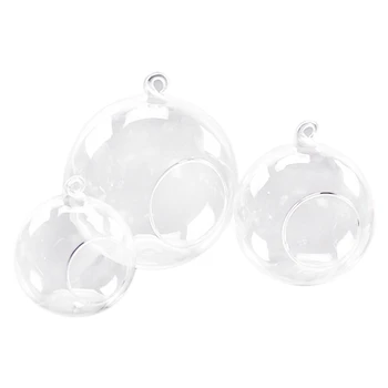 

Hanging Glass Plant Flower Vase Bauble Tea Light Candle Holder Clear (Clear Set of 3)