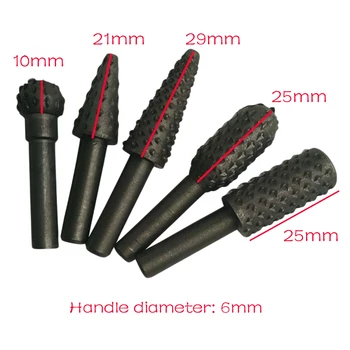 

5pcs HSS Power Tools Woodworking Rasp Chisel Shaped Rotating Embossed Grinding Head Power Tool Engraving Pattern Cutter Milling