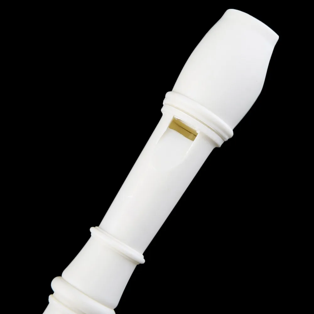 Portable Size White ABS Resin Instrument Musical Soprano Recorder Long Flute Fingering Early Education For Children