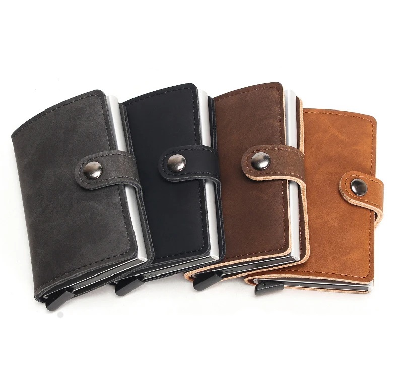  CaseKey Men Minimalist Metal Slim Aluminum Wallet with Back Coin Pocket Card Case Rfid Blocking Aut