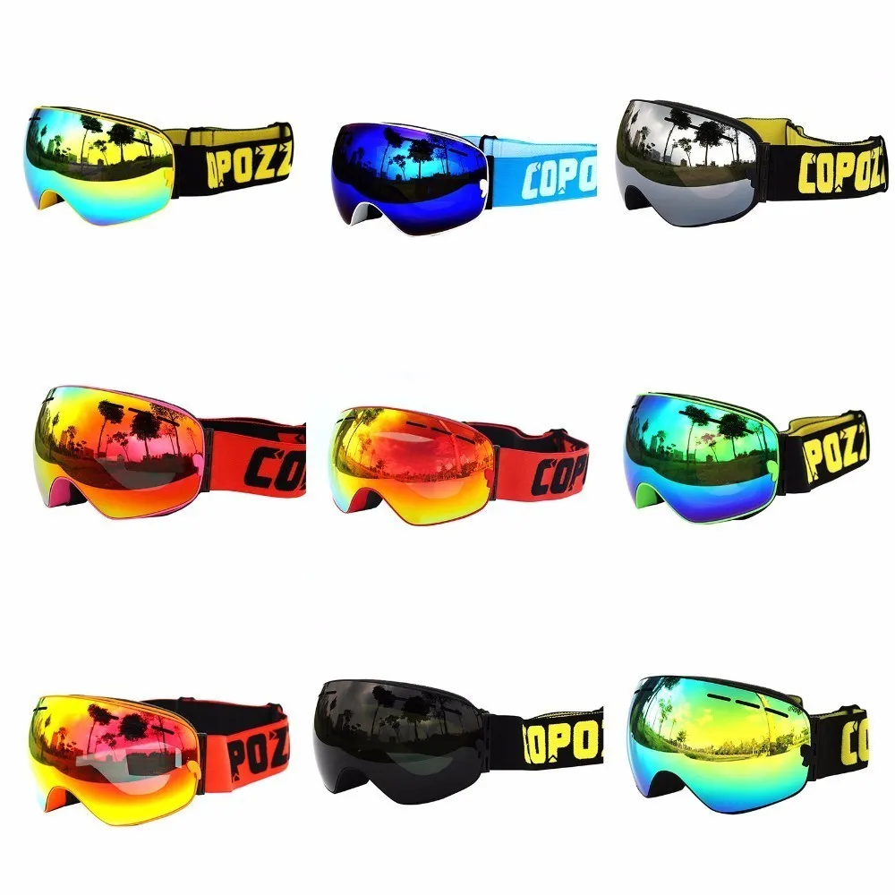 COPOZZ Ski Goggles with Lens and Box Case Ski Mask UV400 Anti-fog Snow Goggles Big Spherical Skiing Snowboarding for Men Women