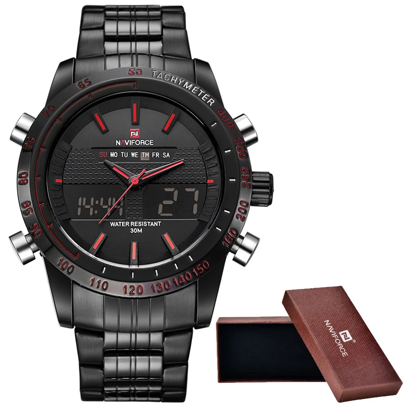 

Watches men NAVIFORCE luxury brand Full Steel Quartz wristwatches Digital LED Watch Army Military Sport watch relogio masculino