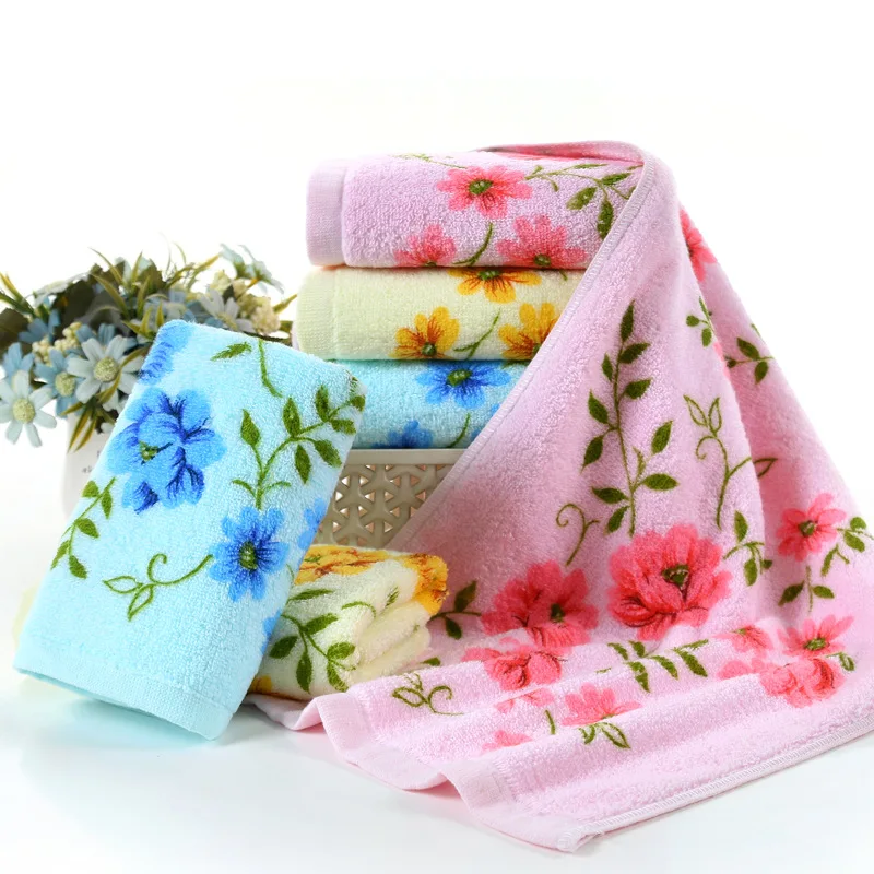 3pcs/set Creative Jacquard Face Fitness Printing Flower Towels Bathroom