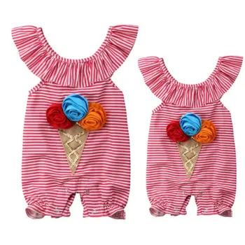 

Newborn Baby Girls Clothing Sequins Flower Romper Sleeveless Striped Cotton Jumpsuit Outfit Clothes Baby Girl 0-4T