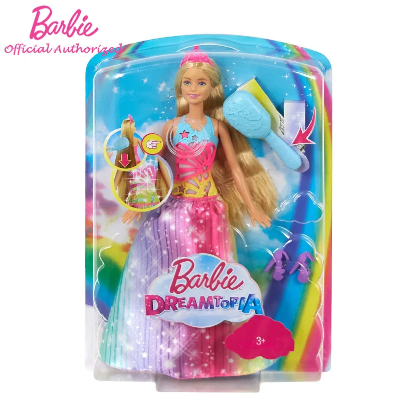Бренд Барби Dreamtopia новейшие куклы игрушки Радужная принцесса с длинными волосами и красивой юбкой детские игрушки для подарка на день рождения - Цвет: FRB12