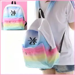 Новый экзо группы Чен CHANYEOL же градиент розовый синий цвет холст рюкзак студент мешок