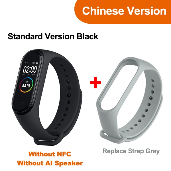 Original Newest Xiaomi Mi Band 4 Smart Miband 4 Bracelet Heart Rate Fitness AMOLED Color Screen Bluetooth 5.0 - Цвет: Add Gray Strap