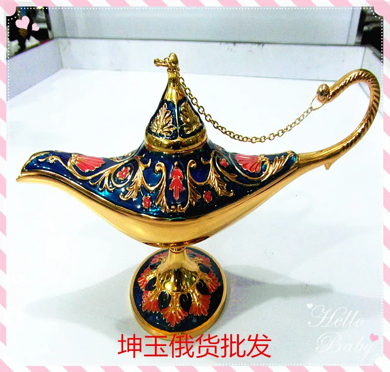 

big dark blue glazed lamp Z1 lovely Gold color TDP 2PCS Russian tea Pot Al-addin Pakistan lamp Decoration Bronze Silver
