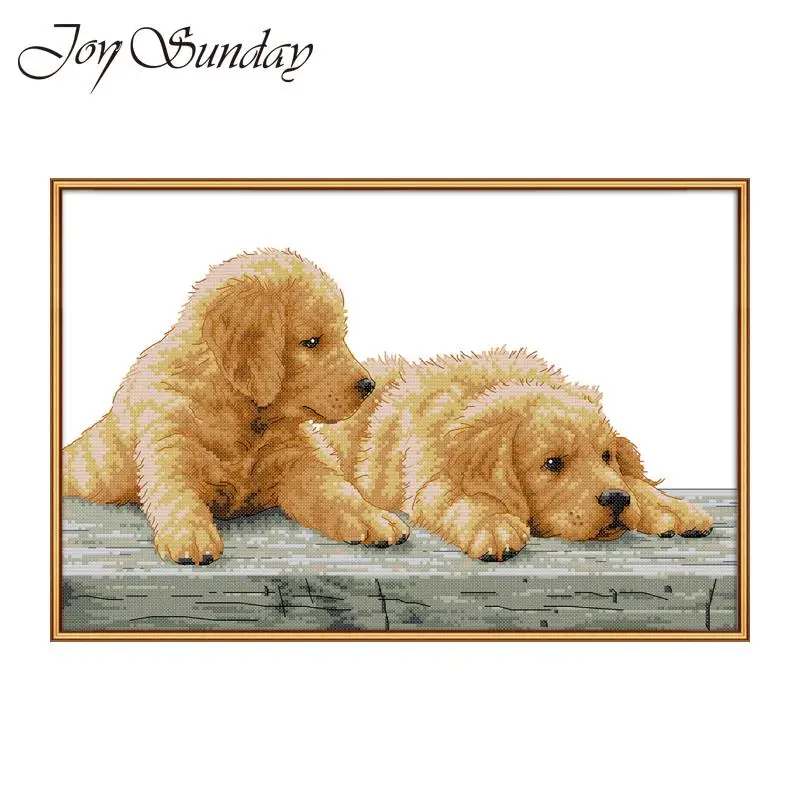 

Joy Suanday Cross Stitch Embroidery Kit Dogs Aida Fabric Animal Pattern Birds 14CT 11CT DMC Thread Handwork Home Needlework Sets