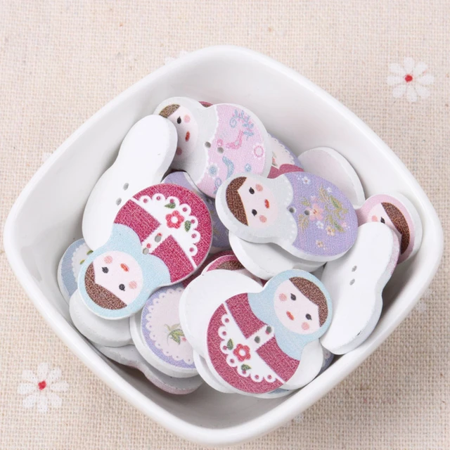 Wooden Doll Craft Accessories  Wooden Buttons Sewing Crafts